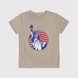 Футболка хлопковая детская Статуя свободы - New York, цвет: миндальный