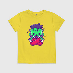 Футболка хлопковая детская Франкенштейн геймер, цвет: желтый