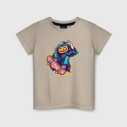 Футболка хлопковая детская Halloween skater, цвет: миндальный