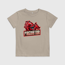Футболка хлопковая детская Рыбка хищник, цвет: миндальный