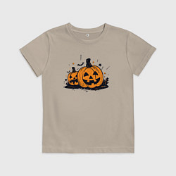 Футболка хлопковая детская Pumpkins, цвет: миндальный