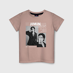 Футболка хлопковая детская Park Jimin bts, цвет: пыльно-розовый
