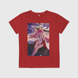 Футболка хлопковая детская Геншин Яэ Мико Гудзи, цвет: красный