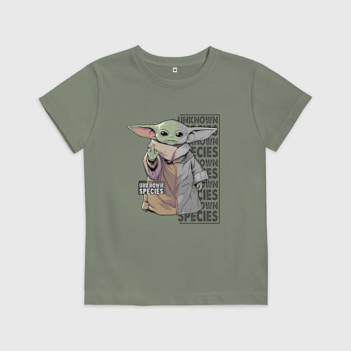 Детская футболка Unknown specis - Baby Yoda / Авокадо – фото 1