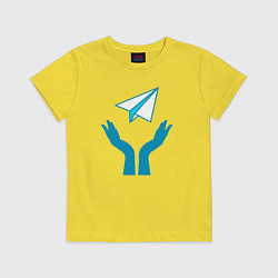 Футболка хлопковая детская Самолет телеграм, цвет: желтый