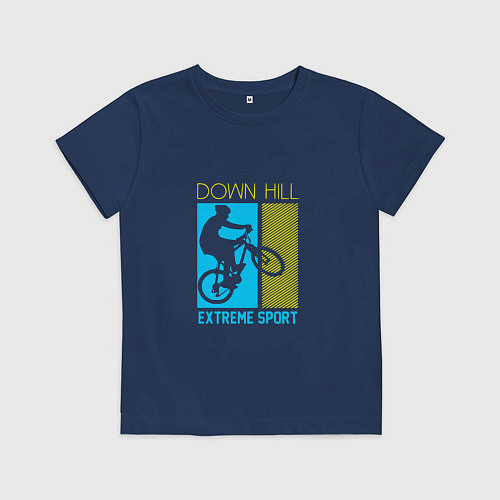 Детская футболка Down hill extreme sport / Тёмно-синий – фото 1