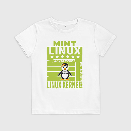Детская футболка Пингвин линукс минт / Белый – фото 1