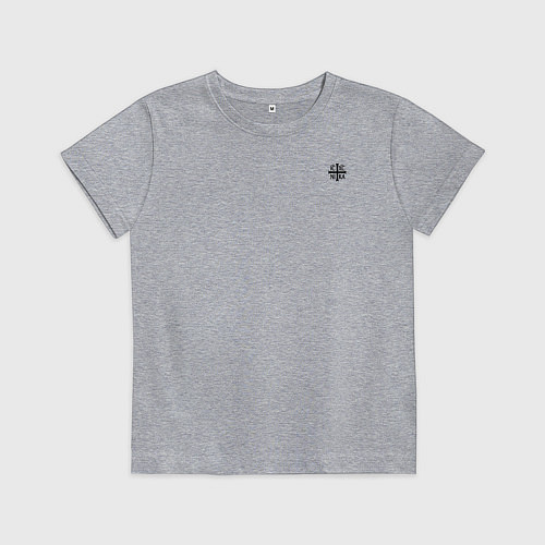 Детская футболка Кто к нам с мечом придет ника большая черная текст / Меланж – фото 1