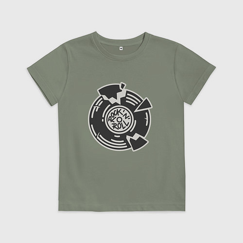 Детская футболка Рок н ролл пластинка / Авокадо – фото 1