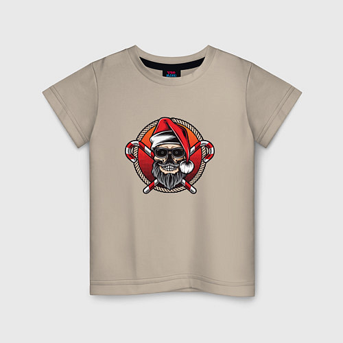 Детская футболка Skull Santa / Миндальный – фото 1