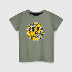 Футболка хлопковая детская Smile skull, цвет: авокадо