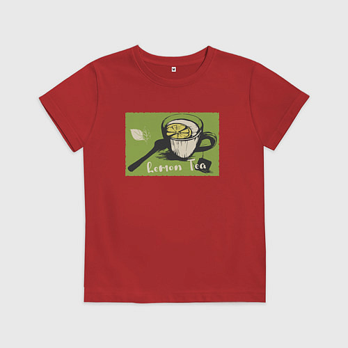 Детская футболка Чашка лимонного чая / Красный – фото 1