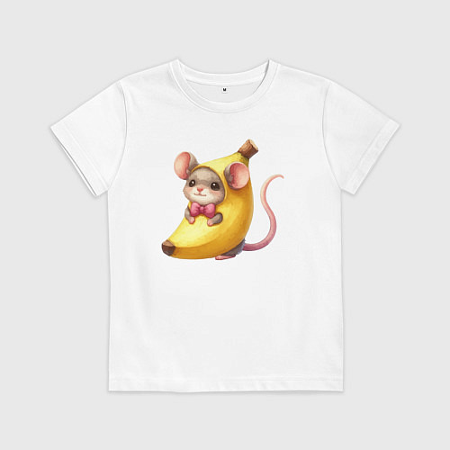 Детская футболка Мышка в банане милая мем / Белый – фото 1