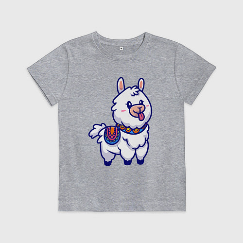 Детская футболка Альпака показывает язык / Меланж – фото 1