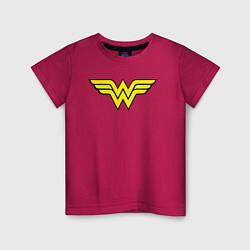 Футболка хлопковая детская Wonder woman logo, цвет: маджента