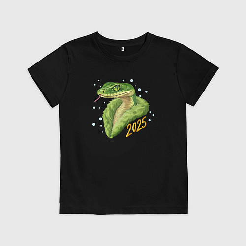 Детская футболка Змея в шубе - 2025 / Черный – фото 1