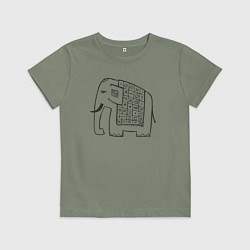 Футболка хлопковая детская Индийский слонёнок, цвет: авокадо