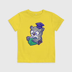 Футболка хлопковая детская Читающая сова, цвет: желтый