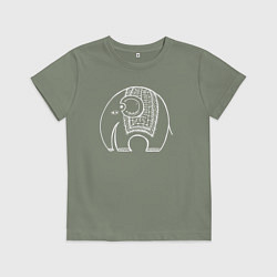 Футболка хлопковая детская Слонёнок из Индии, цвет: авокадо