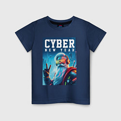Футболка хлопковая детская Cyber new year - Santa Claus, цвет: тёмно-синий