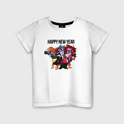 Футболка хлопковая детская Friday Night Funkin - Happy New Year, цвет: белый