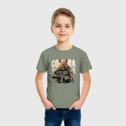 Футболка хлопковая детская Cool capybara - military style, цвет: авокадо — фото 2