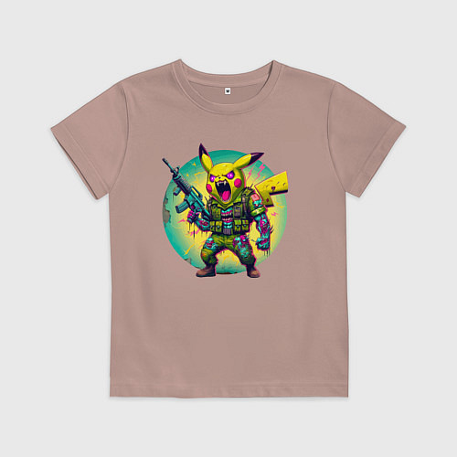 Детская футболка Cool Pikachu - special forces / Пыльно-розовый – фото 1