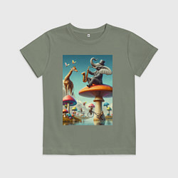 Детская футболка Слон играет на саксофоне жирафу