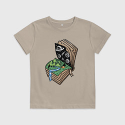 Футболка хлопковая детская Книга приключений, цвет: миндальный