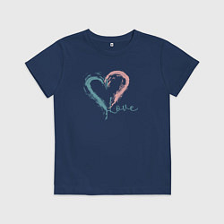 Футболка хлопковая детская Сердце love, цвет: тёмно-синий