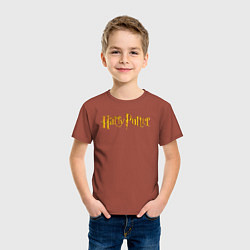 Футболка хлопковая детская Harry Potter golden logo, цвет: кирпичный — фото 2