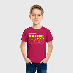 Футболка хлопковая детская May the force be with you Star wars, цвет: маджента — фото 2