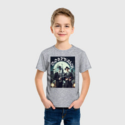 Футболка хлопковая детская Гангстеры Морти и Рик - портрет на фоне луны, цвет: меланж — фото 2