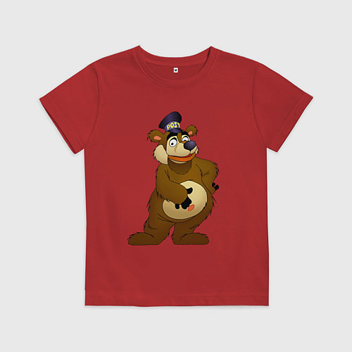 Детская футболка Мишка-почтальон / Красный – фото 1