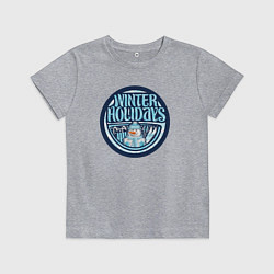 Футболка хлопковая детская Снежные зимние каникулы, цвет: меланж