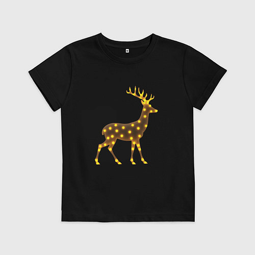 Детская футболка Олень новогодний огненный / Черный – фото 1