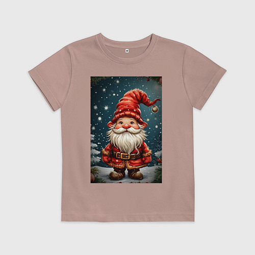 Детская футболка Новогодний гном / Пыльно-розовый – фото 1