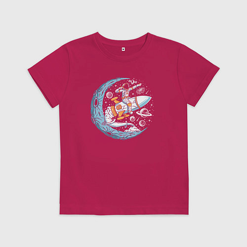 Детская футболка Полёт на ракете / Маджента – фото 1