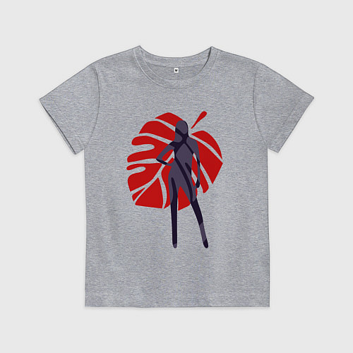 Детская футболка Девушка на фоне монстеры / Меланж – фото 1