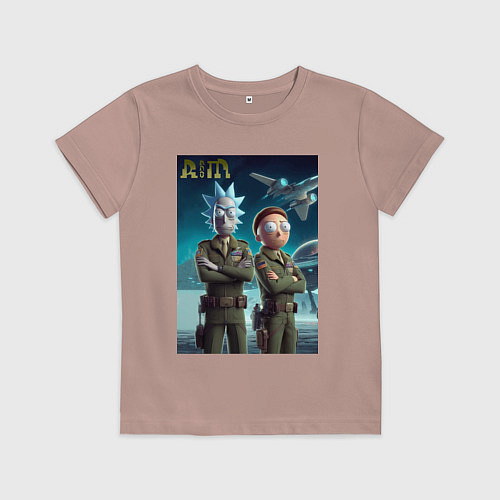 Детская футболка Rick and Morty - air force нейроарт / Пыльно-розовый – фото 1