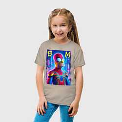 Футболка хлопковая детская Homer Simpson and Spider man - collaboration, цвет: миндальный — фото 2