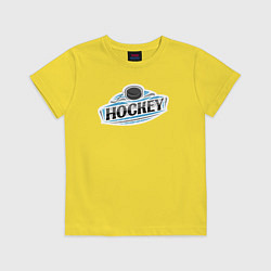 Футболка хлопковая детская Play hockey, цвет: желтый