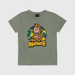 Футболка хлопковая детская Monkey jungle, цвет: авокадо
