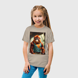 Футболка хлопковая детская Орангутанг хуманизация, цвет: миндальный — фото 2