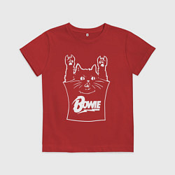 Футболка хлопковая детская David Bowie - cat rock, цвет: красный