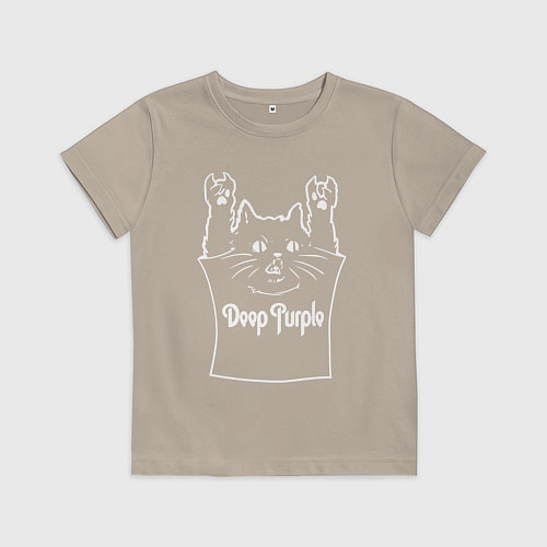 Детская футболка Deep Purple - cat rock / Миндальный – фото 1