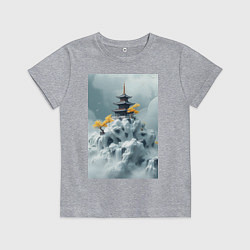 Футболка хлопковая детская Тихий японский пейзаж, цвет: меланж