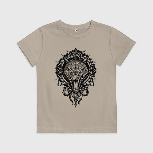 Детская футболка Графичная змея / Миндальный – фото 1