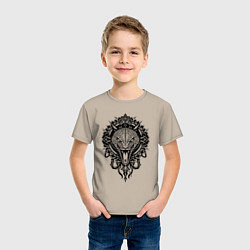 Футболка хлопковая детская Графичная змея, цвет: миндальный — фото 2