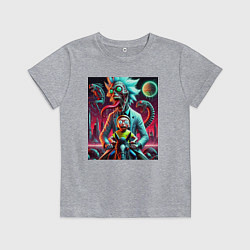 Футболка хлопковая детская Кошмарный сон Морти - нейроарт, цвет: меланж